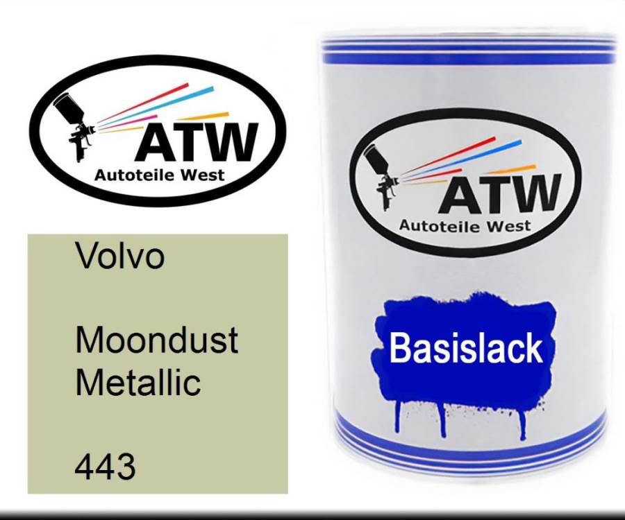 Volvo, Moondust Metallic, 443: 500ml Lackdose, von ATW Autoteile West.